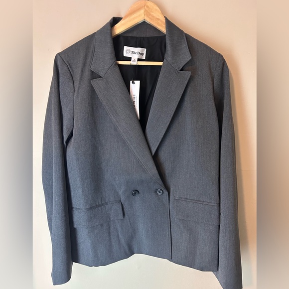 NWT The Drop Liza Relaxed Double Breasted Blazer, Heather Grey, Size M Chic - Picture 2 of 10